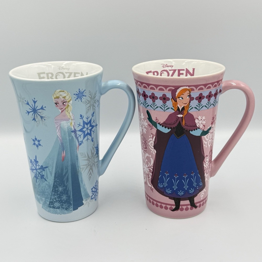 Set of 2 Two Disney Store Frozen Elsa Anna Mugs Coffee‎ Tea Disneyana